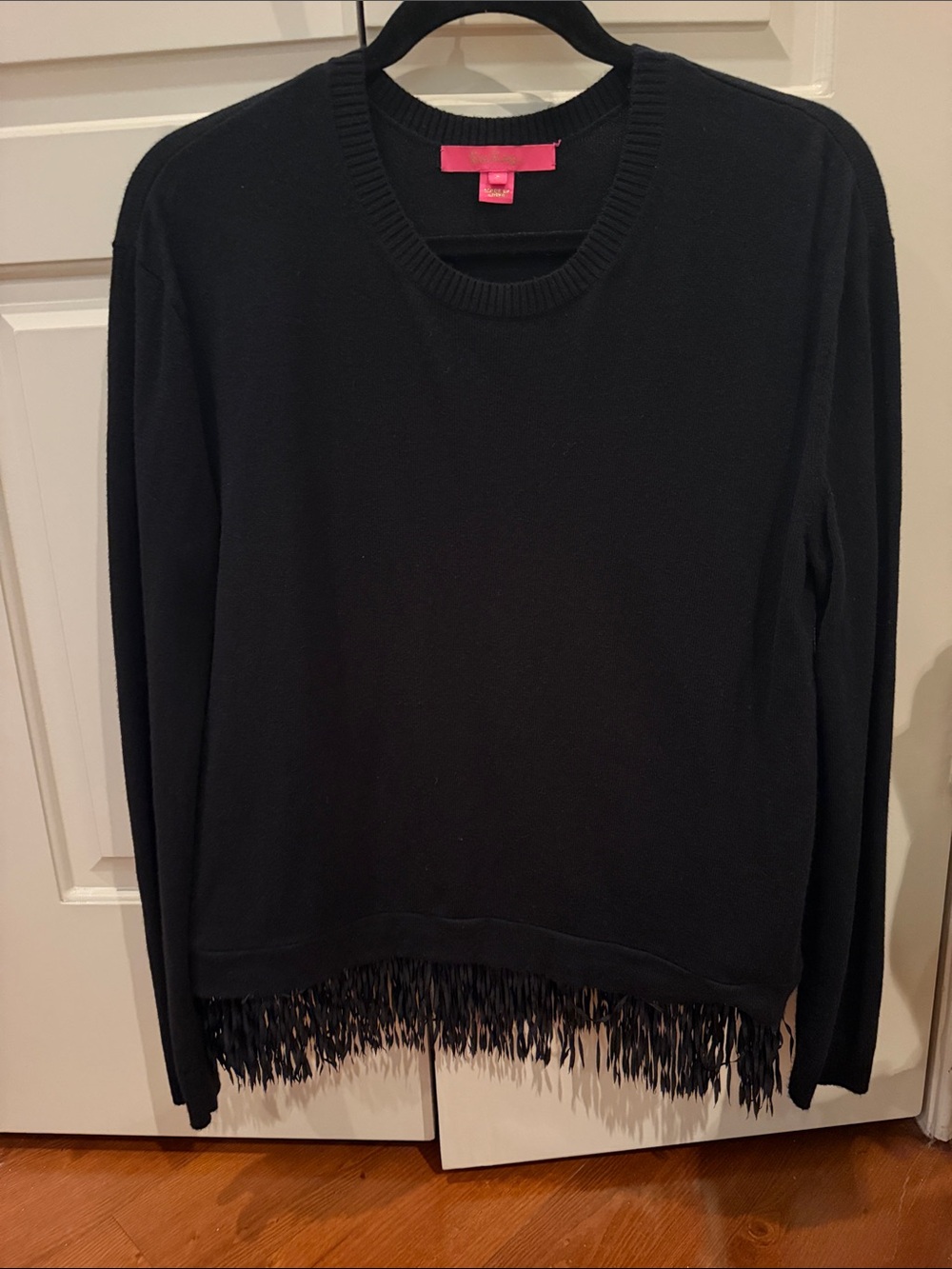 Lilly Pulitzer Black Crewneck Sweater with Fringe Trim - Picture 5 of 7